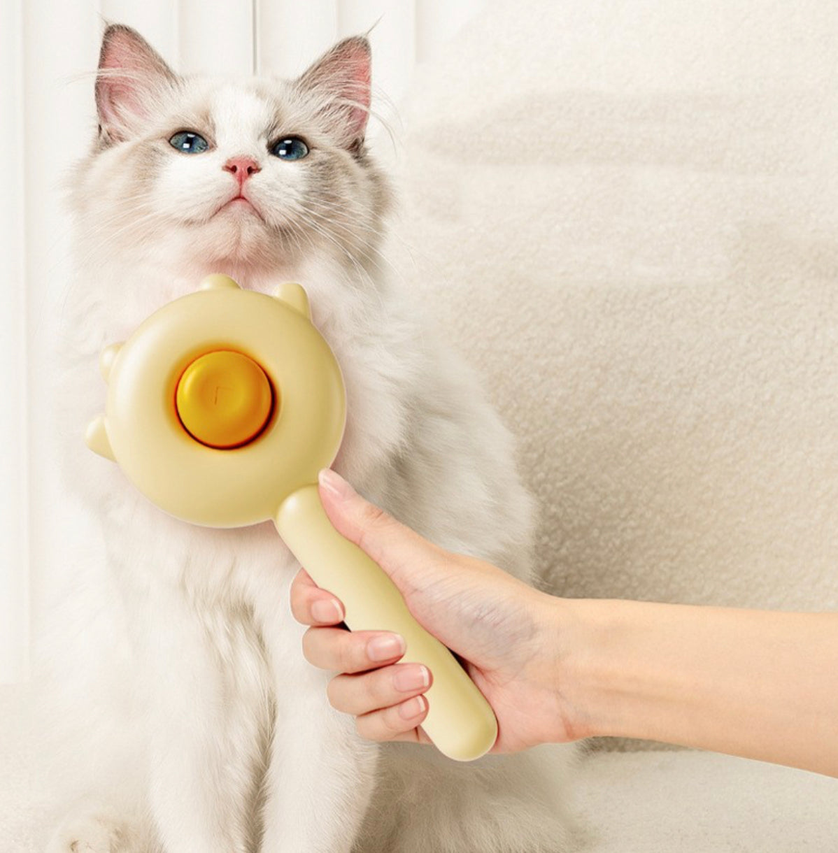 Feline grooming brush